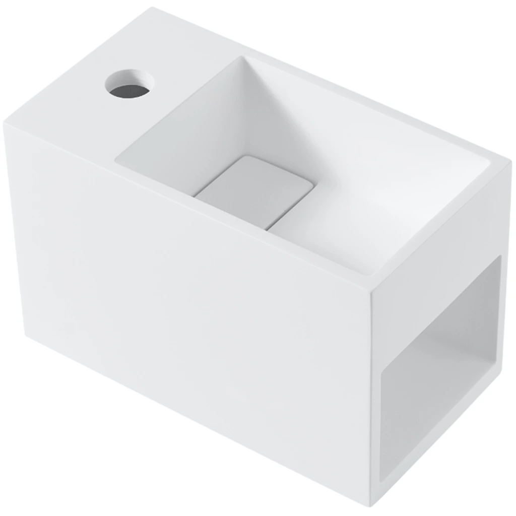 CERANO Umývátko z litého mramoru Zeno, závěsné levé bílá matná 33x18  CER-417206L2