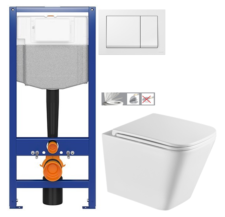 CERSANIT předstěnový instalační systém s bílym tlačítkem K97-516 + WC INVENA FLORINA /VÍROVÉ SPLACH/ WITH SOFT, včetně soft/close sedátka K97-526 516 FL1