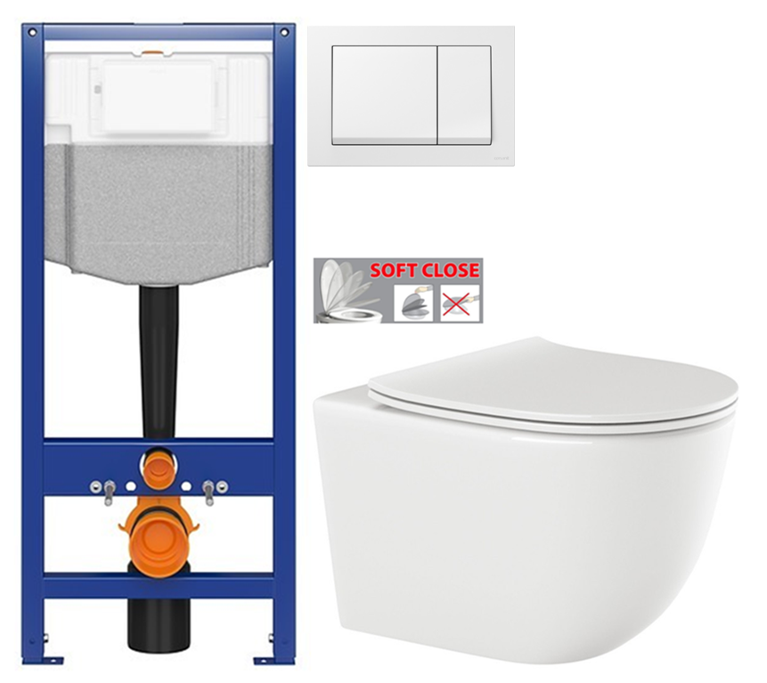 CERSANIT předstěnový instalační systém s bílym tlačítkem K97-516 + WC INVENA TINOS  + SEDÁTKO K97-526 516 NO1