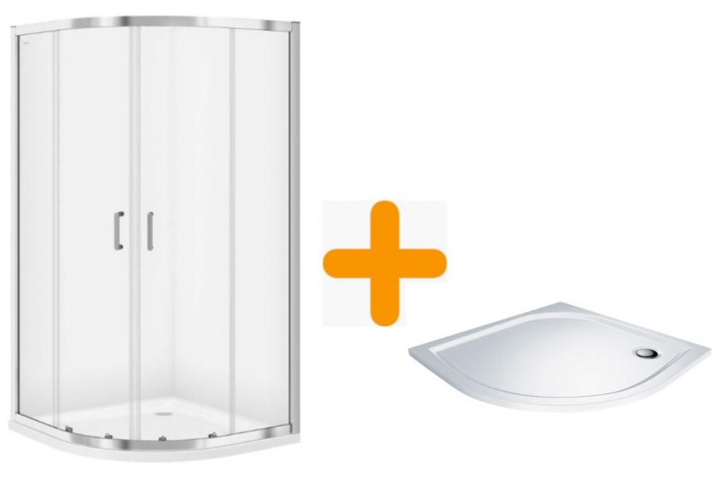 CERSANIT/S SPRCHOVÝ KOUT ČTVRTKRUH 90X190 TRANSPARENT SKLO + VANIČKA S154-002-SET1
