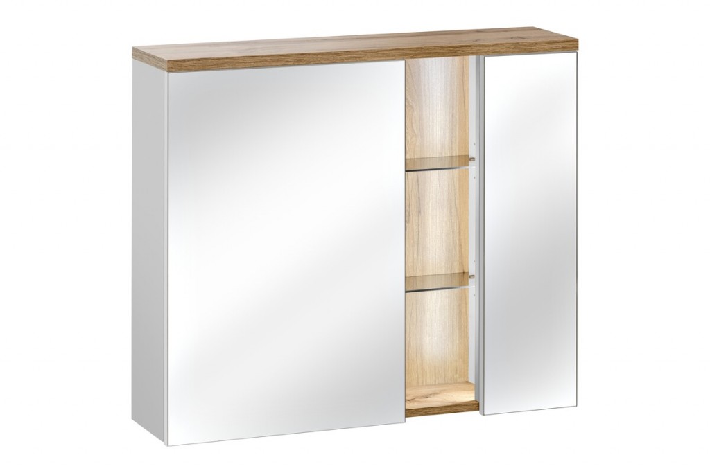 COMAD Zrcadlová skříňka 80cm 2 dvířka BAHAMA WHITE 5907611648384