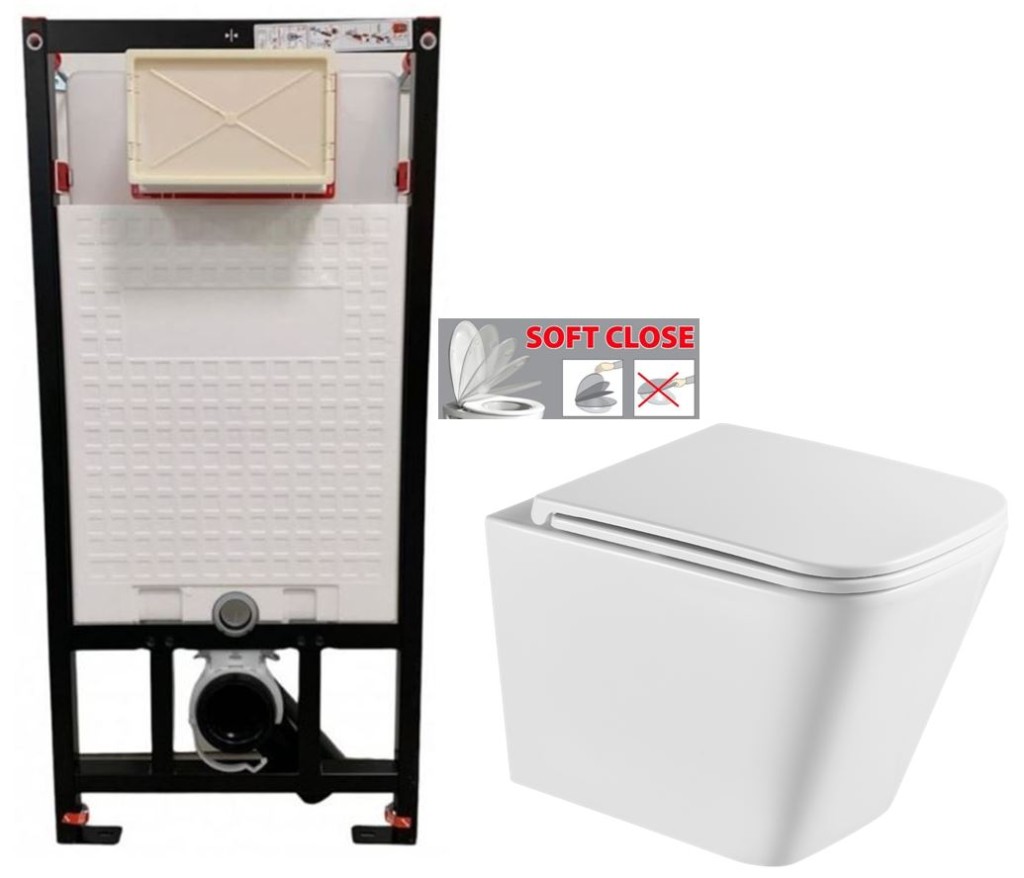DEANTE Podomítkový rám, pro závěsné WC mísy bez tlačítka + WC INVENA FLORINA /VÍROVÉ SPLACH/ WITH SOFT, včetně soft/close sedátka CST_WC01 X FL1