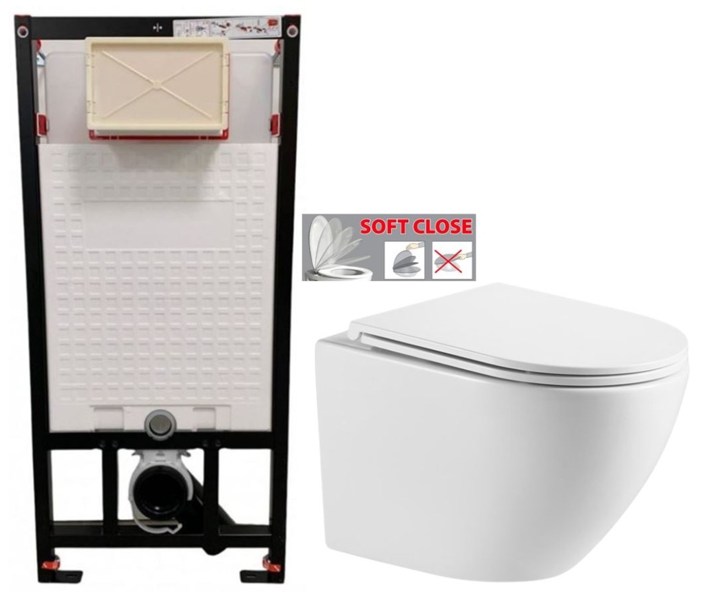 DEANTE Podomítkový rám, pro závěsné WC mísy bez tlačítka + WC INVENA LIMNOS /VÍROVÉ SPLACH/ WITH SOFT, včetně soft/close sedátka CST_WC01 X LI1