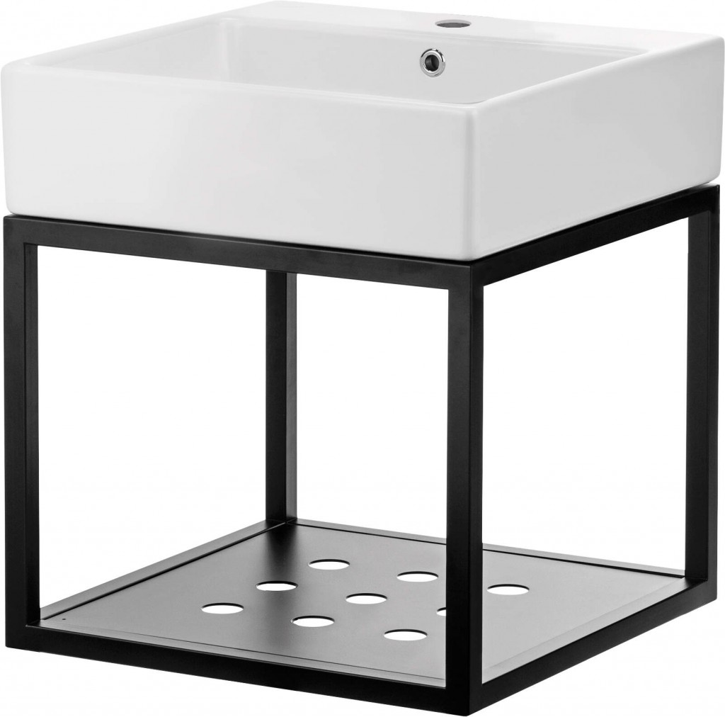 DEANTE Temisto nero Nástěnná koupelnová konzola, s umyvadlem 50x50 cm CDTW6U5S