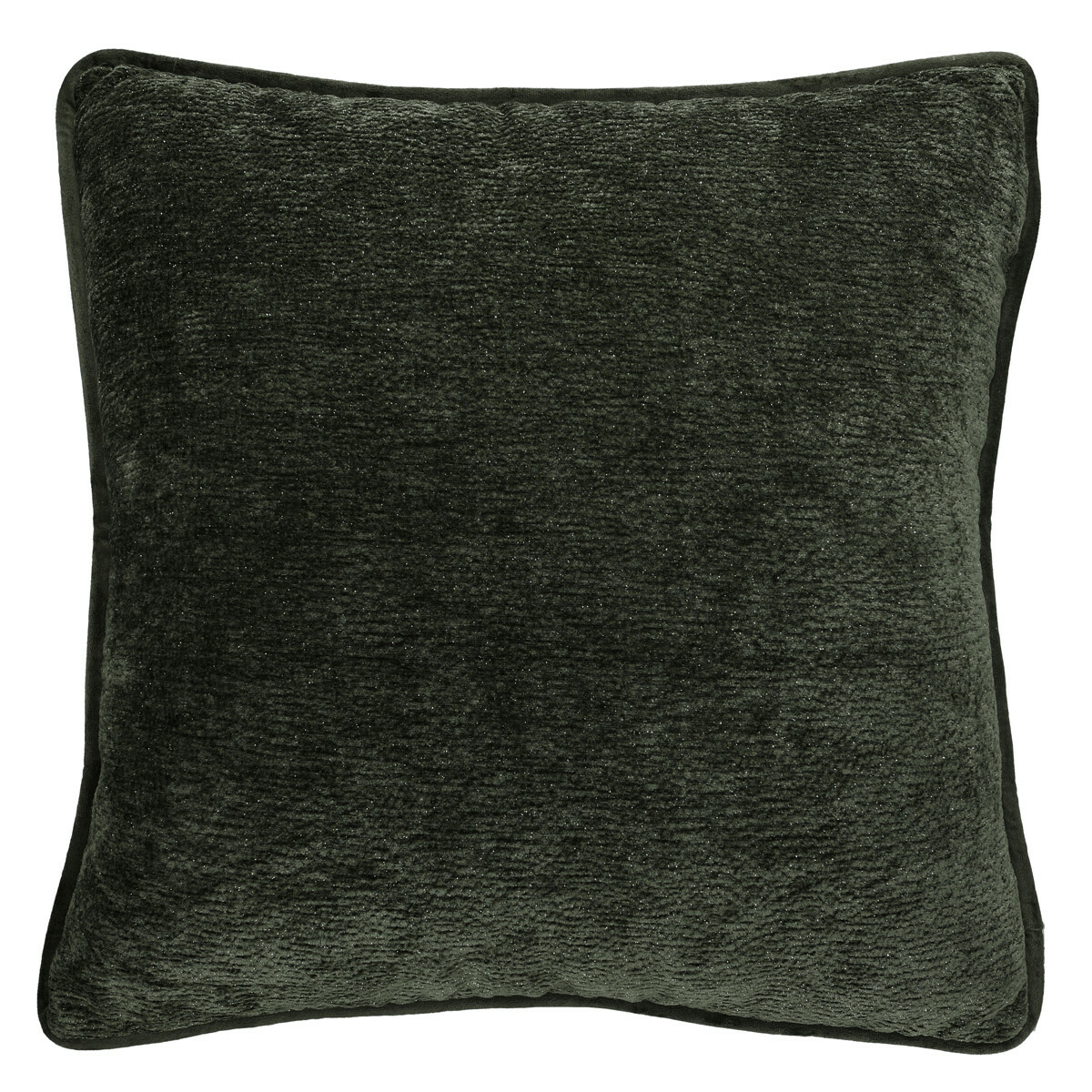 Dekorační polštář s lemem PLUSH, 50 × 50 cm, tmavě zelená