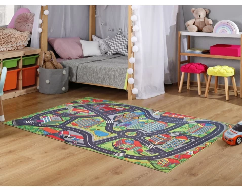 Dětský koberec Město silnice, 140x200 cm