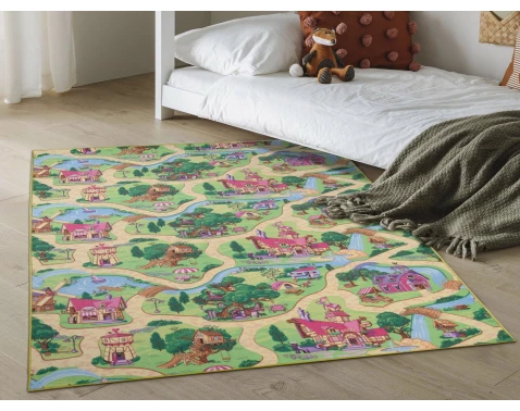 Dětský koberec Pohádková vesnice, 80x120 cm