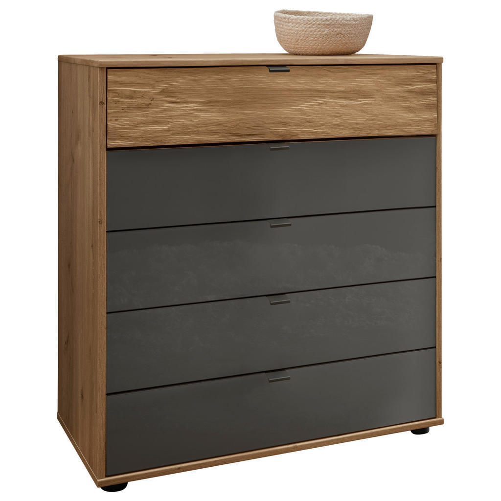 Dieter Knoll KOMODA, dub, lávově šedá, dub bianco, 80/86/49 cm