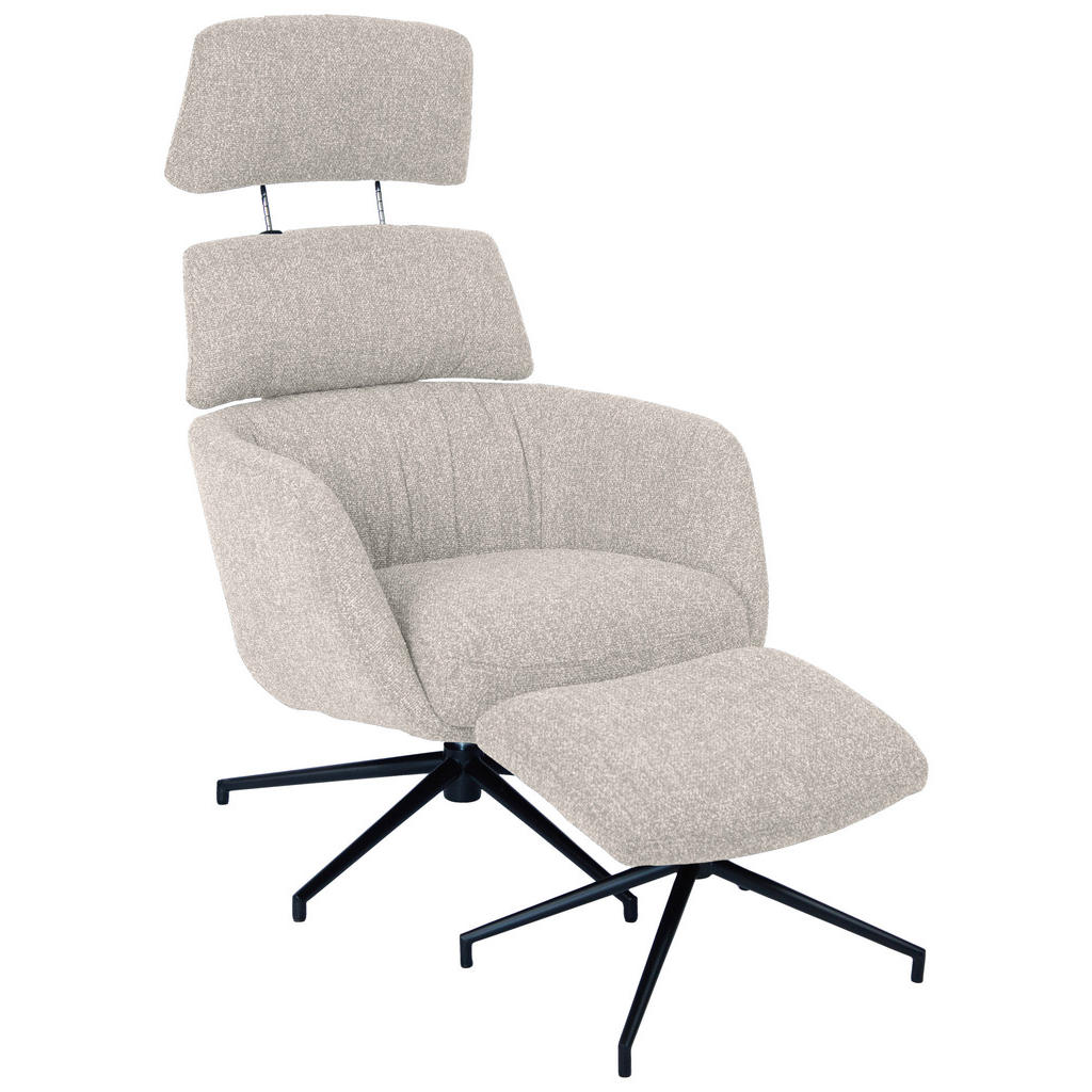 Dieter Knoll RELAXAČNÍ KŘESLO S TABURETEM, kov, textil, černá, béžová