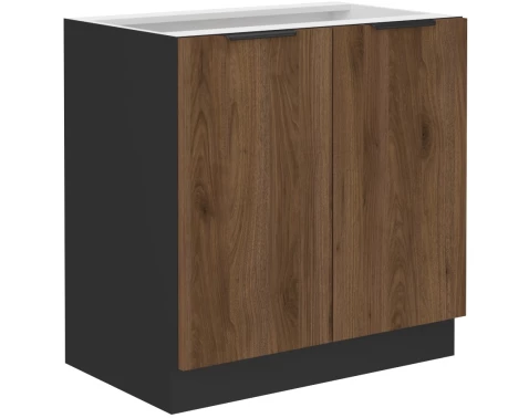 Dolní kuchyňská skříňka Monza, 80 cm, ořech/černá