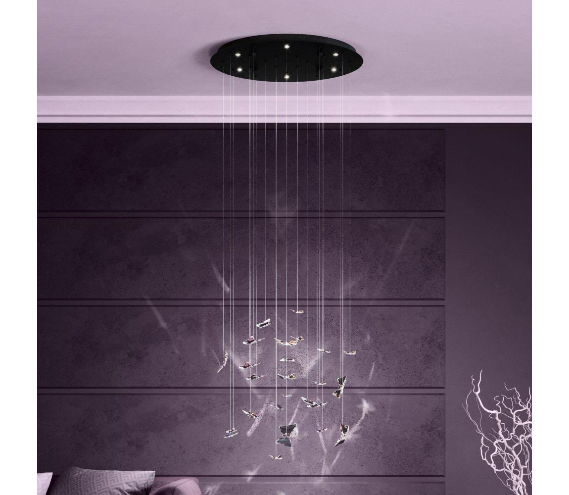 Eglo 390435 - LED Stmívatelný lustr na lanku ADRADOS 6xLED/4,2W/230V černá/čirá 390435