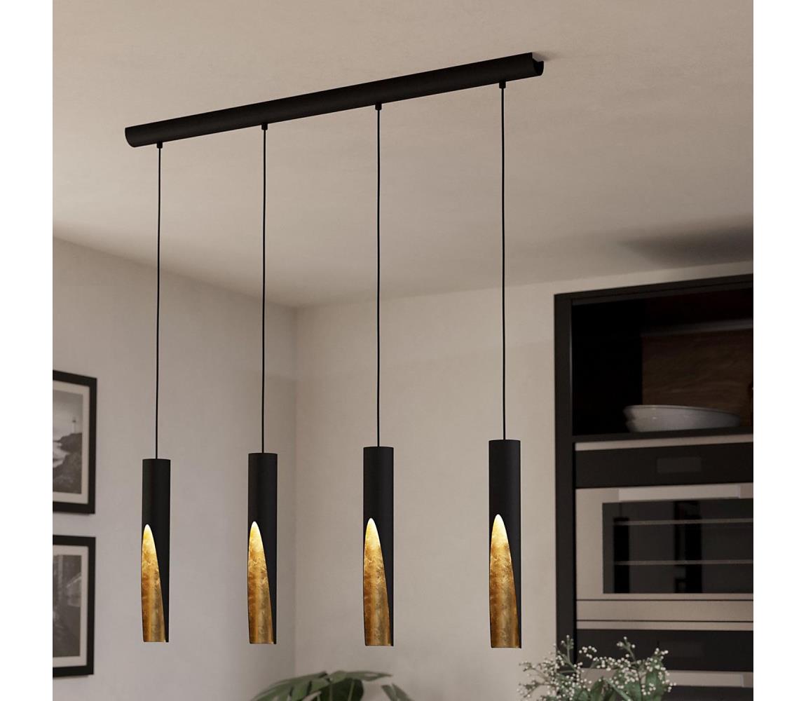 Eglo 900873 - LED Lustr na lanku BARBOTTO 4xGU10/4,5W/230V černá/zlatá 900873