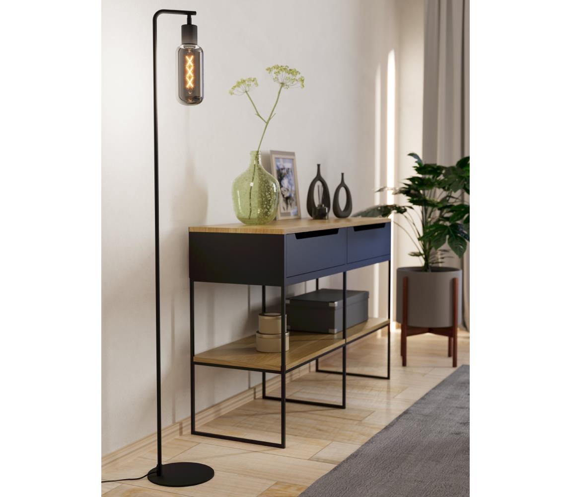 Eglo 901008 - Stojací lampa MAIONE 1xE27/4W/230V černá/kouřová 901008