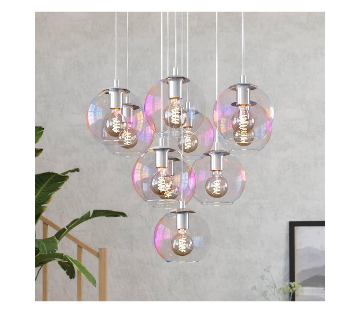 Eglo 901922 - Lustr na lanku ARISCANI 10xE27/60W/230V lesklý chrom/čirá 901922