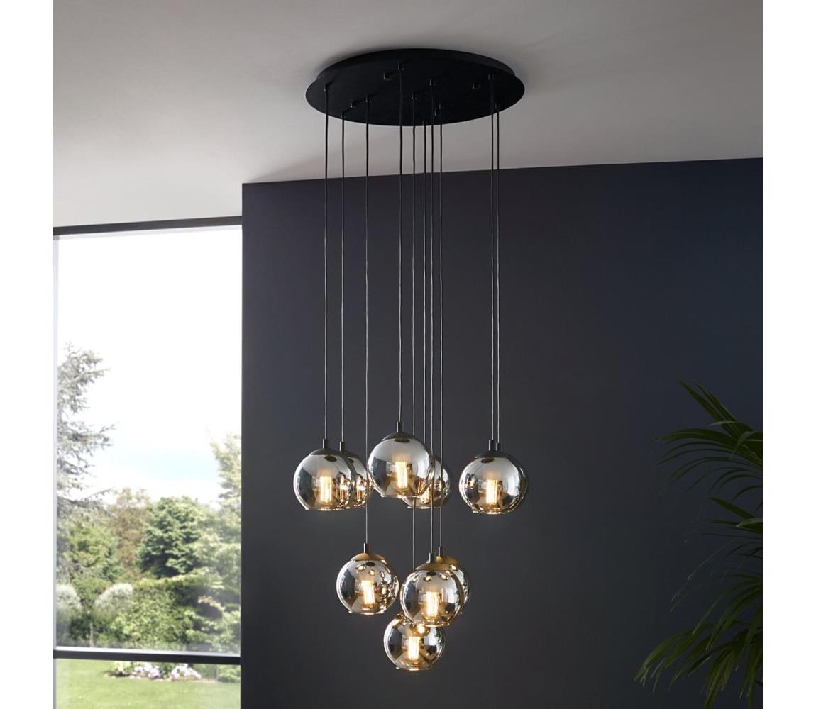 Eglo 98654 - Lustr na lanku ARISCANI 10xE27/40W/230V černá/lesklý chrom 98654