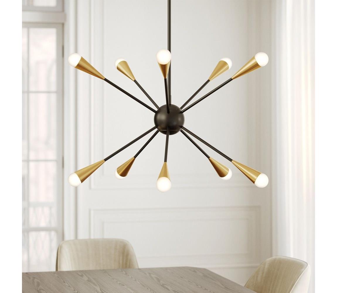 Elstead Feiss FE-JAX10-MB - LED Lustr na tyči JAX 10xG9/3W/230V černá/zlatá FE-JAX10-MB