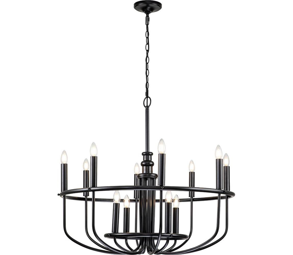 Elstead Kichler KL-CAPITOL-HILL12-BLK-Lustr na řetězu CAPITOL HILL 12xE14/40W/230V černá KL-CAPITOL-HILL12-BLK