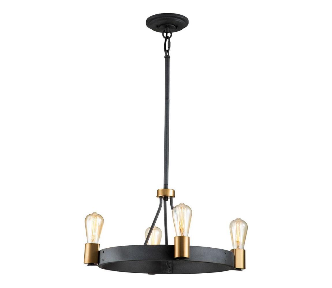 Elstead Quintiesse QN-SILAS-4P-DZ - Lustr na tyči SILAS 4xE27/60W/230V černá/zlatá QN-SILAS-4P-DZ