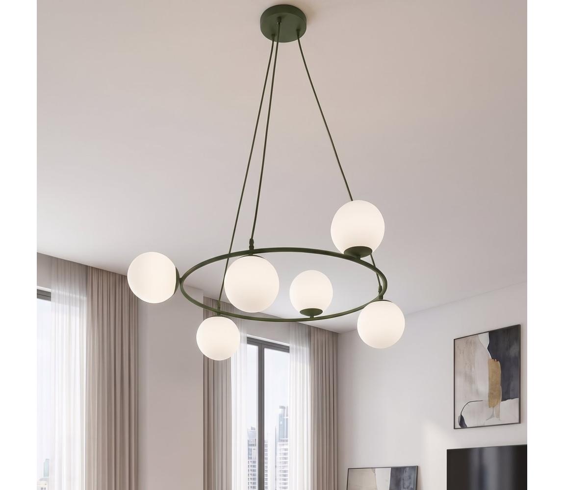 EMIBIG Lustr na lanku AZURA 6xE14/10W/230V zelená/bílá 1832/6