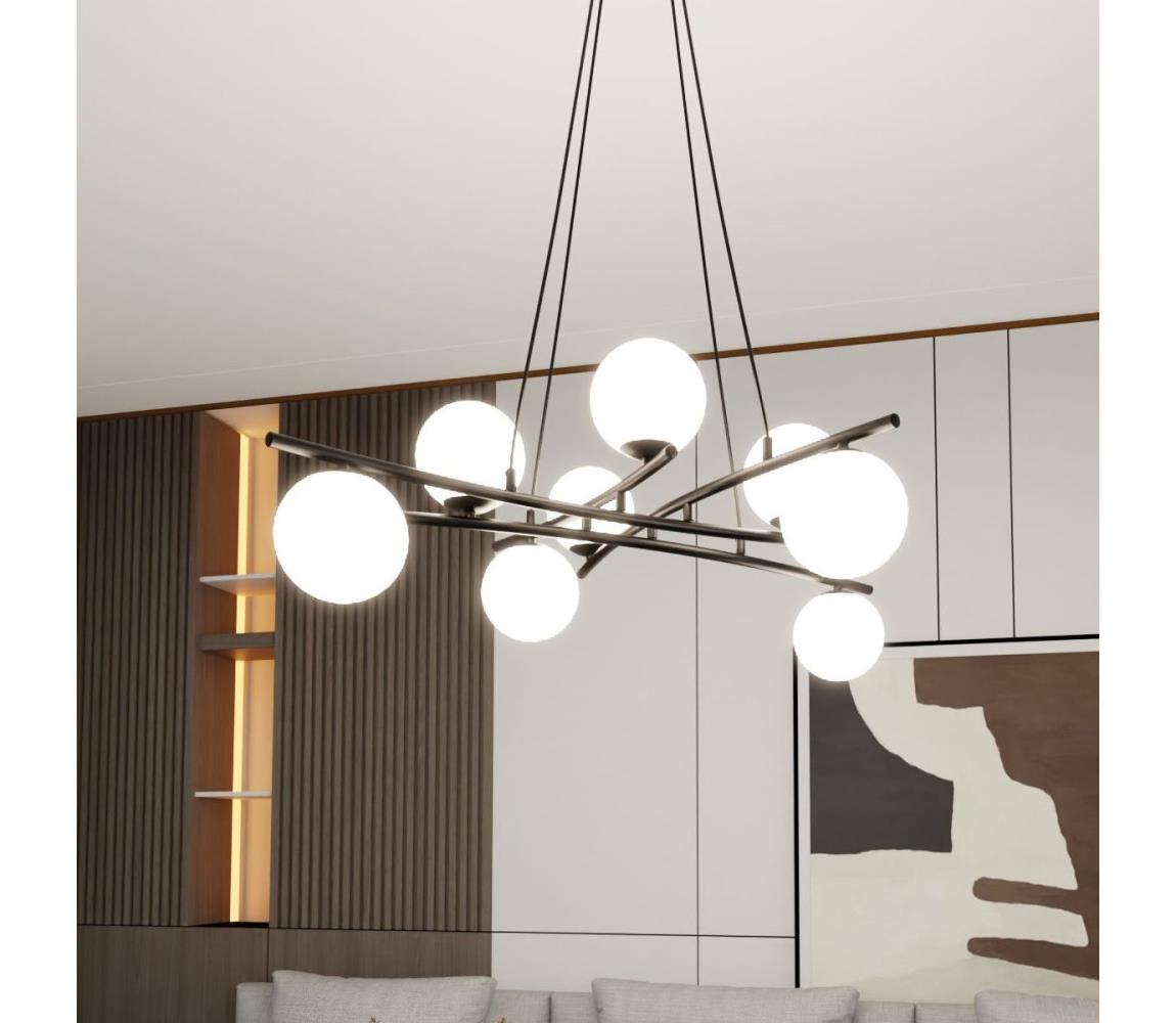 EMIBIG Lustr na lanku ESSA 8xE14/10W/230V černá/bílá 1201/8