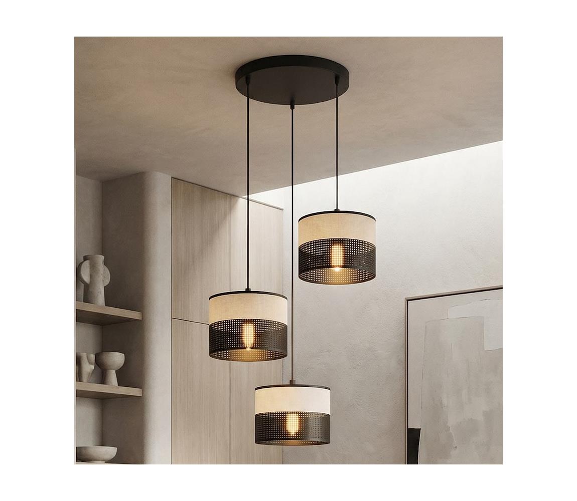 EMIBIG Lustr na lanku KARBON 3xE27/15W/230V černá/šedá 1652/3PREM