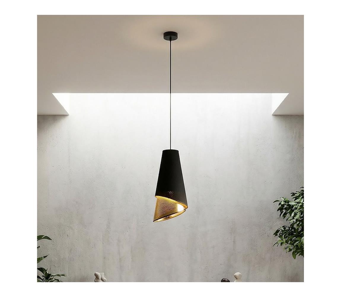 EMIBIG Lustr na lanku MODA 1xE27/15W/230V černá/zlatá 1617/1