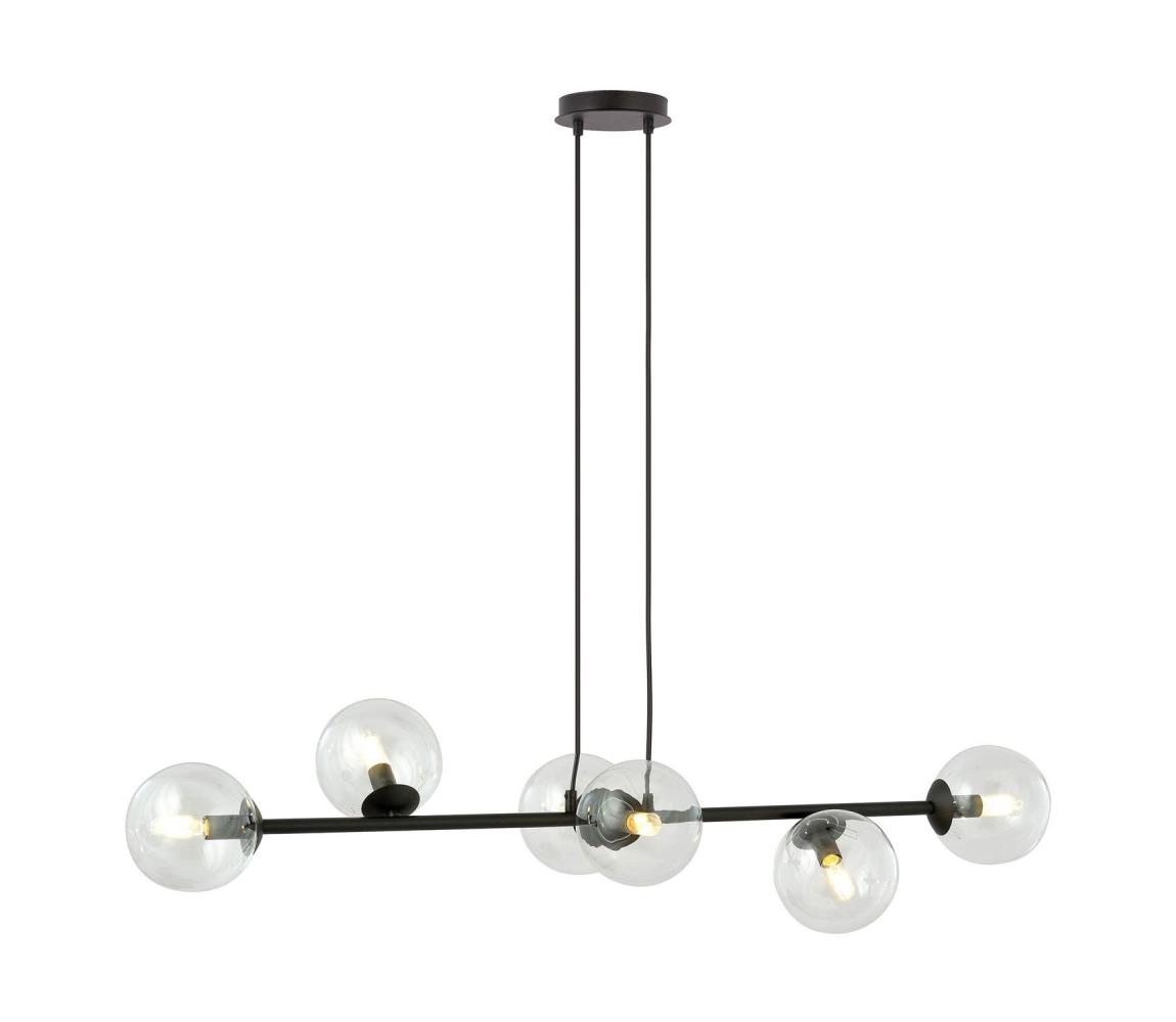 EMIBIG Lustr na lanku ROSSI 6xE14/10W/230V černá/čirá 874/6