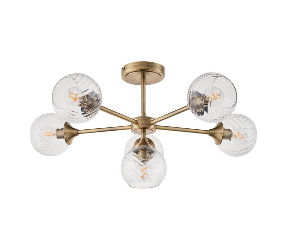 Endon 103171 - Lustr na tyči ALLEGRA 6xE14/7W/230V mosaz/čirá 103171