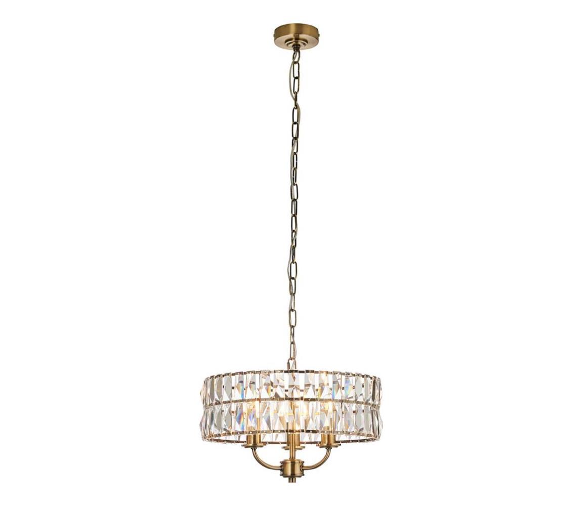 Endon 106243 - Lustr na řetězu CLIFTON 3xE14/6W/230V pr. 38,5 cm mosaz/čirá 106243