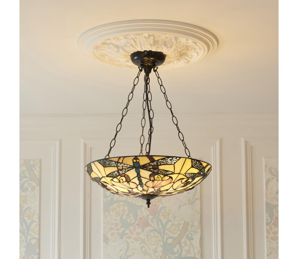Endon 111869 - Lustr na řetězu Tiffany ASHTON 3xE27/10W/230V pr. 45 cm 111869