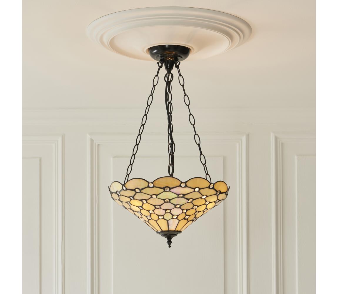 Endon 111884 - Lustr na řetězu Tiffany PEARL 3xE27/10W/230V pr. 37 cm 111884