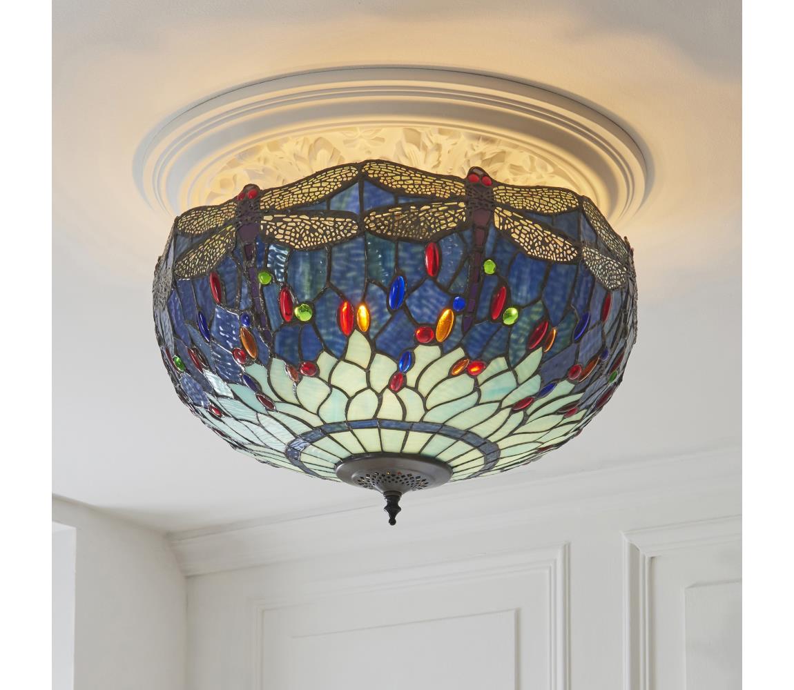 Endon 111899 - Stropní svítidlo Tiffany DRAGONFLY 3xE27/10W/230V pr. 50 cm 111899