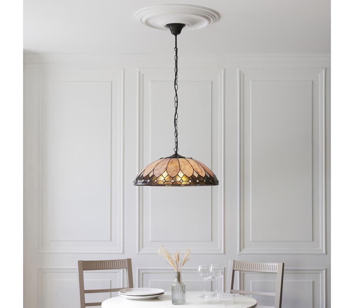 Endon 111929 - Lustr na řetězu Tiffany BROOKLYN 3xE27/10W/230V pr. 50 cm 111929