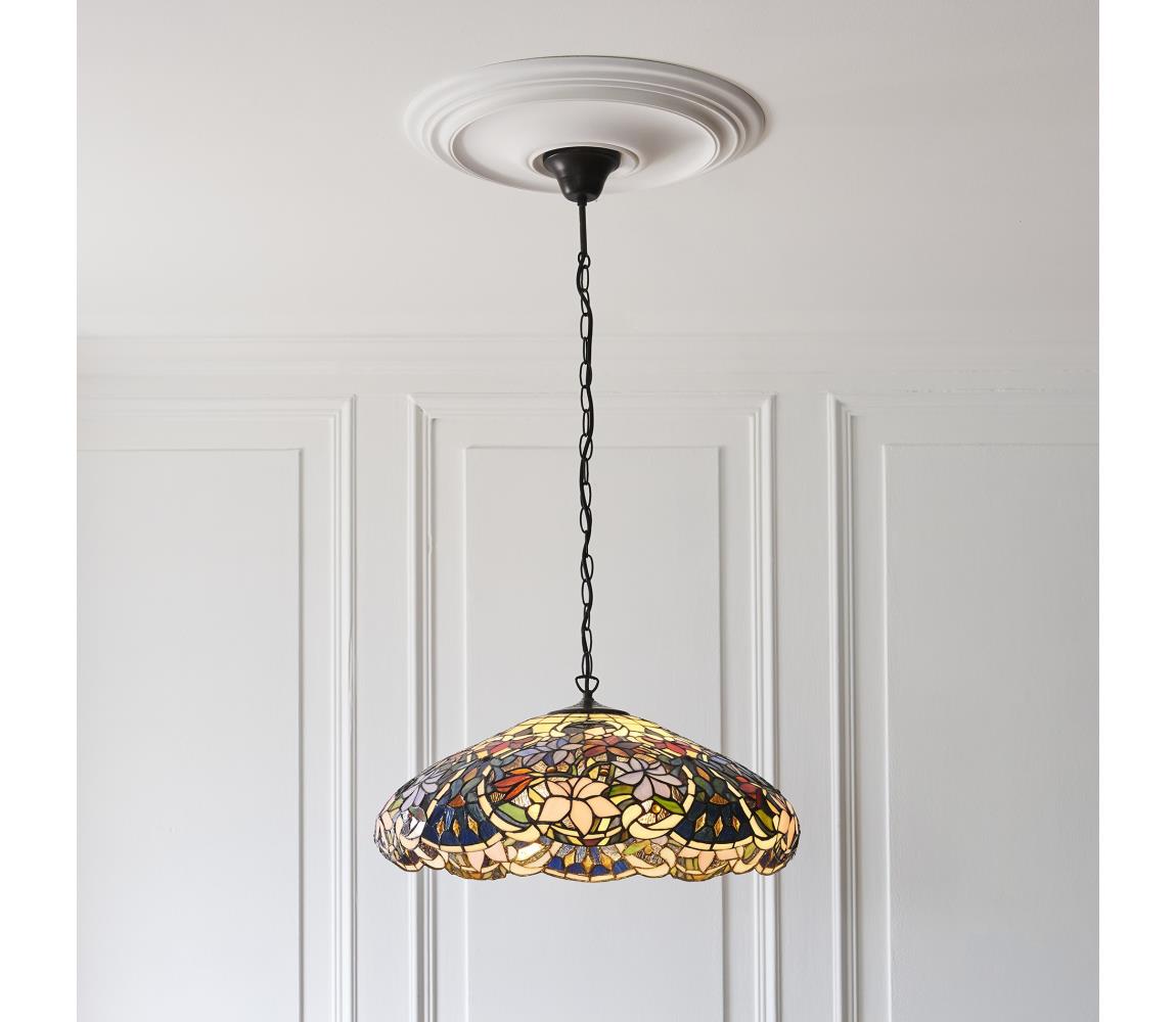 Endon 112193 - Lustr na řetězu Tiffany SULLIVAN 3xE27/60W/230V pr. 57 cm 112193