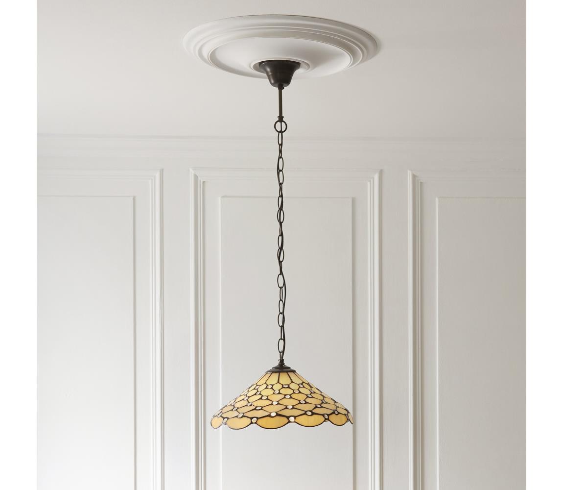 Endon 112226 - Lustr na řetězu Tiffany PEARL 1xE27/10W/230V pr. 45 cm 112226