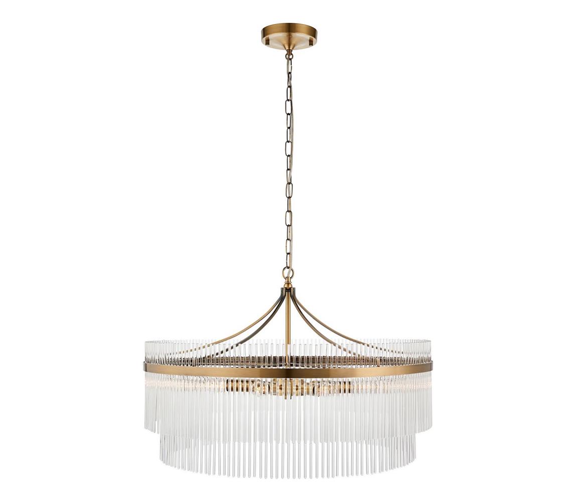 Endon 112574 - Lustr na řetězu MARIETTA GRAND 7xE14/7W/230V mosaz/čirá 112574