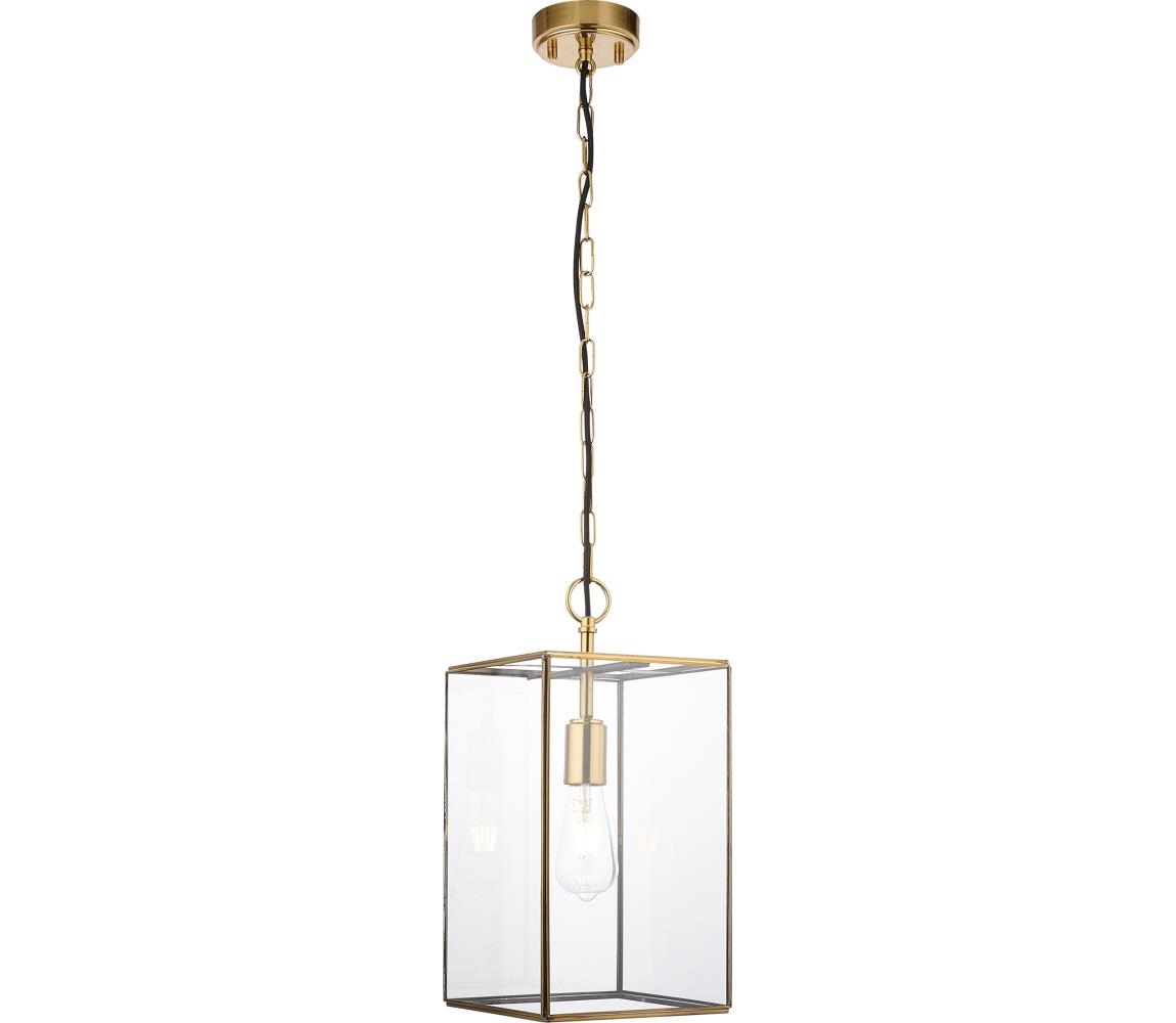 Endon 119141 - Lustr na řetězu HAMMOND 1xE27/10W/230V 21,5x21,5 cm mosaz 119141