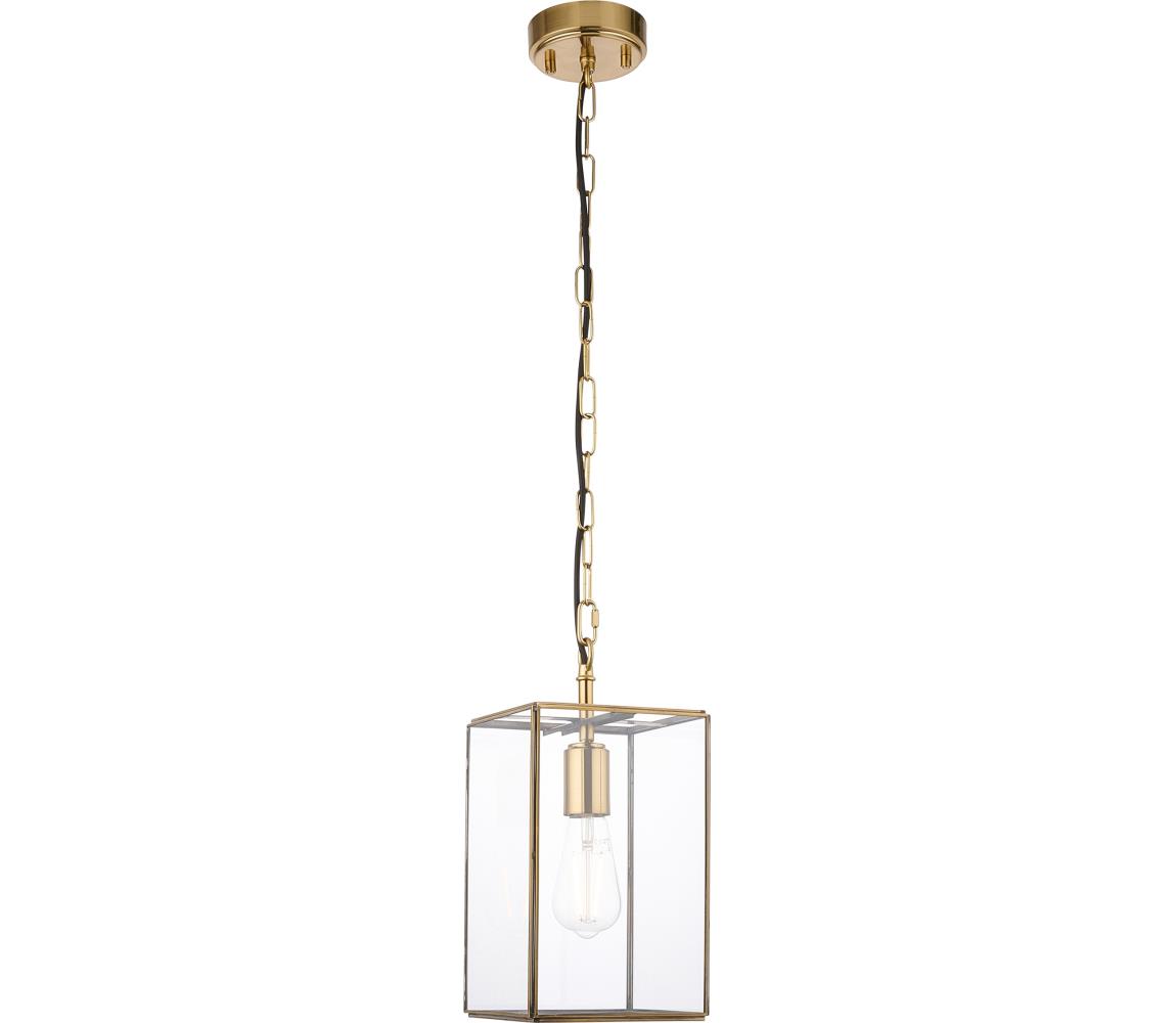 Endon 119142 - Lustr na řetězu HAMMOND 1xE27/10W/230V 17x17 cm mosaz 119142