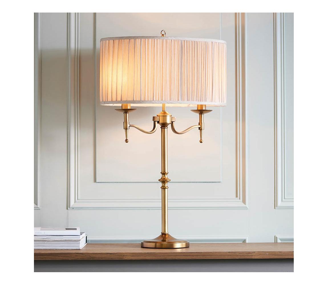 Endon 63648 - Stolní lampa STANFORD 2xE14/40W/230V mosaz/béžová 63648