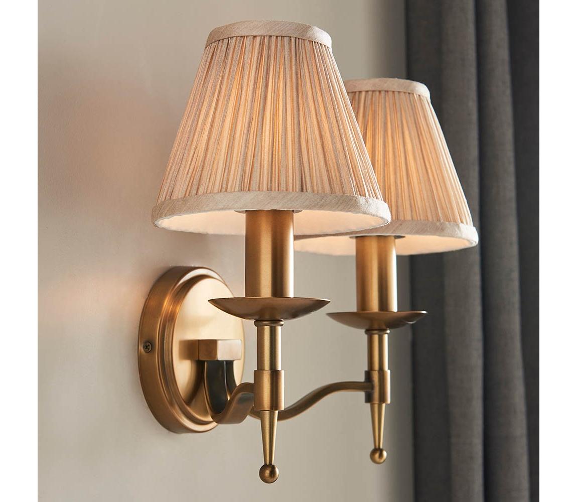 Endon 63654 - Nástěnná lampa STANFORD 2xE14/40W/230V mosaz/béžová 63654