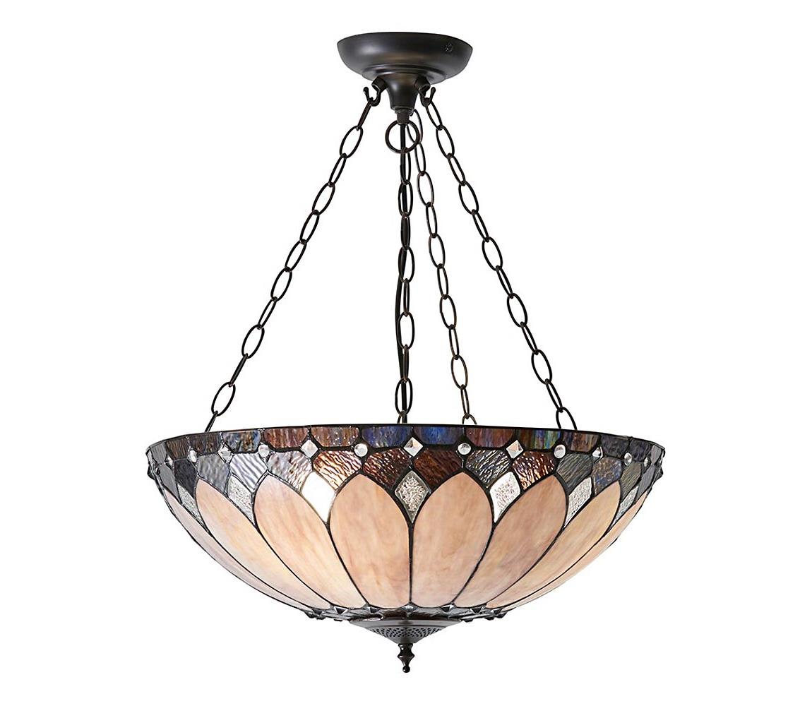 Endon 63976 - Lustr na řetězu Tiffany BROOKLYN 3xE27/60W/230V pr. 50 cm 63976