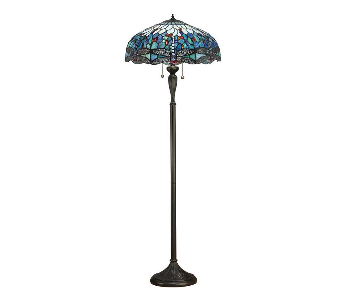 Endon 64069 - Stojací lampa Tiffany DRAGONFLY 2xE27/60W/230V pr. 50 cm 64069