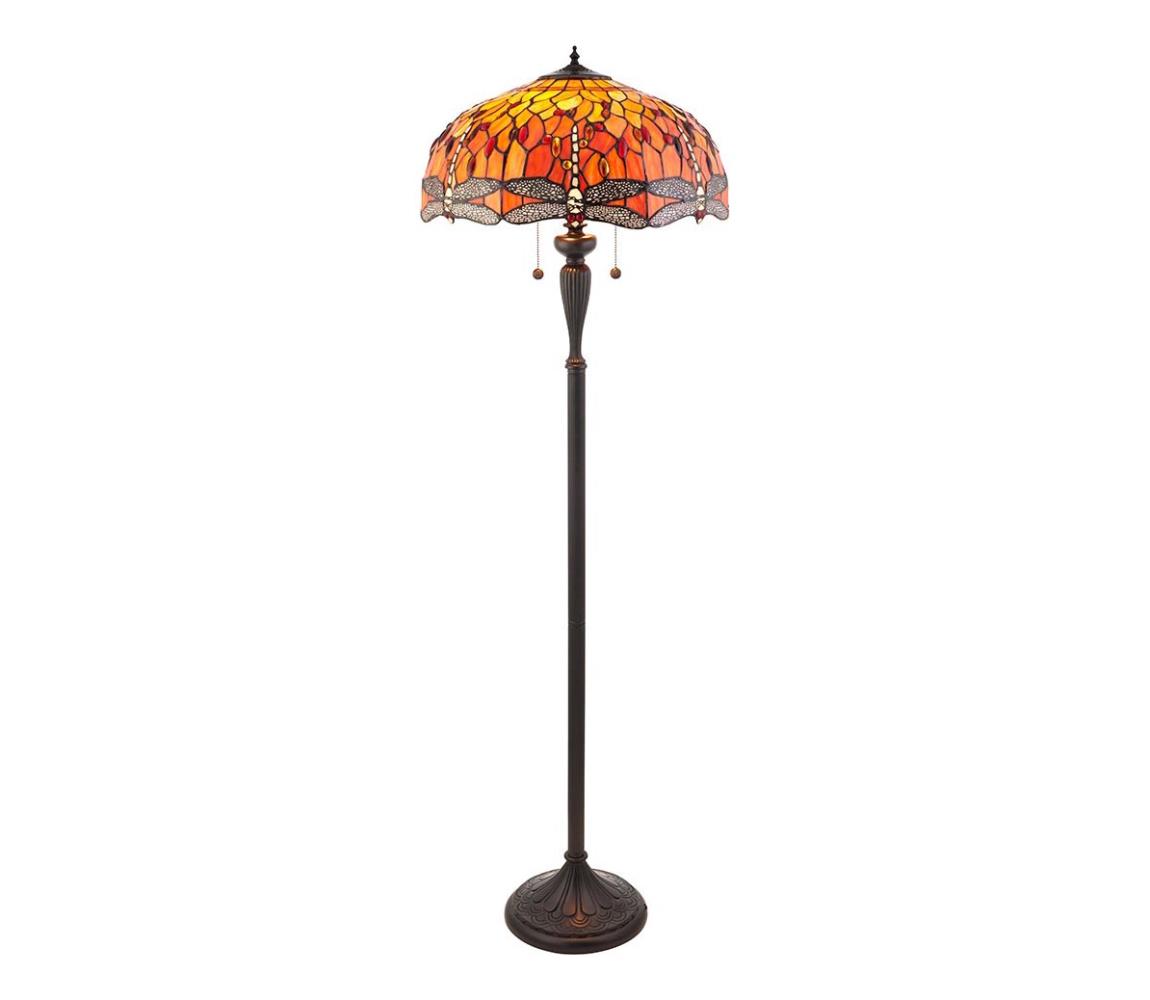 Endon 64070 - Stojací lampa Tiffany DRAGONFLY 2xE27/60W/230V pr. 50 cm 64070