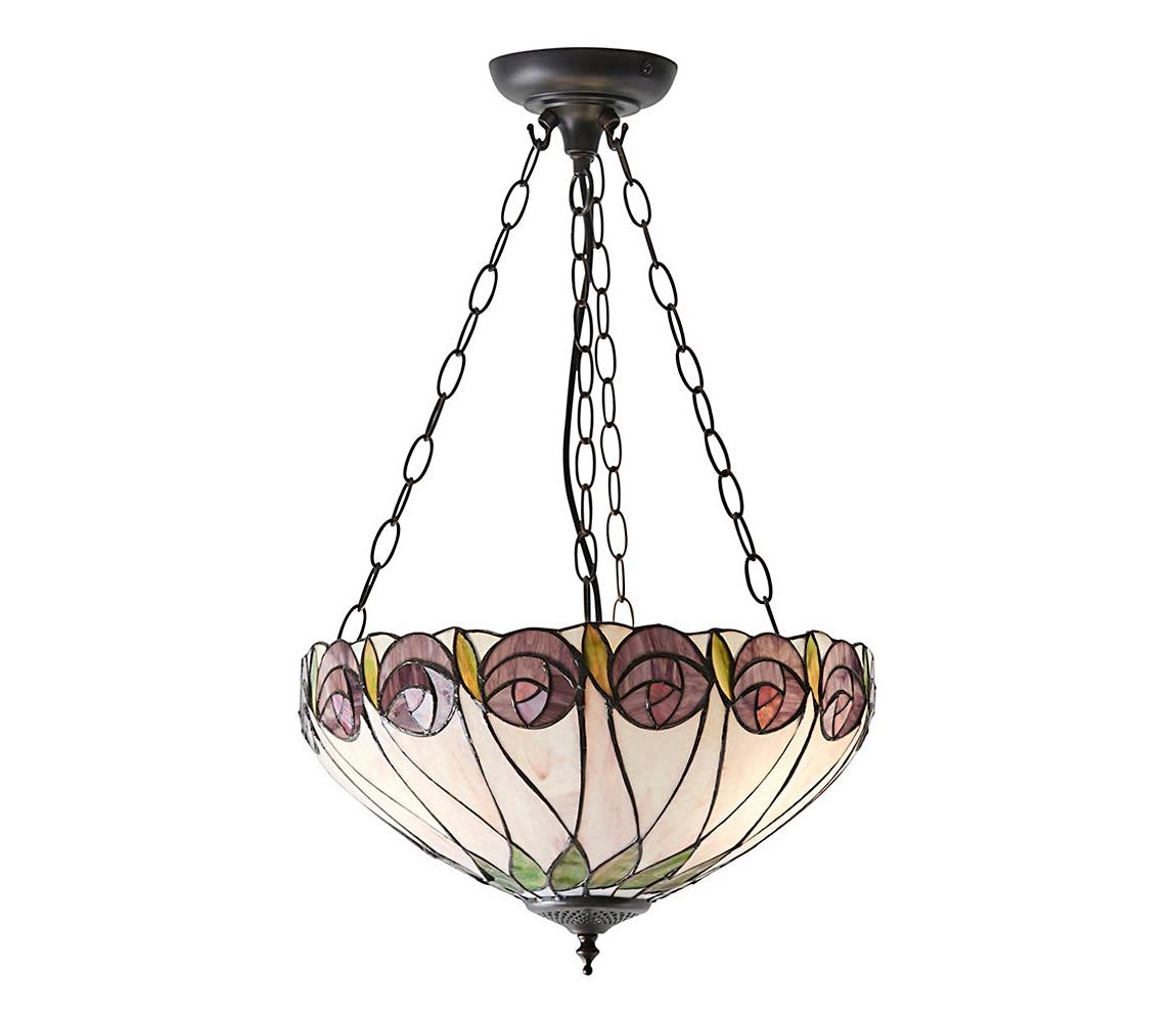 Endon 64175 - Lustr na řetězu Tiffany HUTCHINSON 3xE27/60W/230V pr. 40 cm 64175