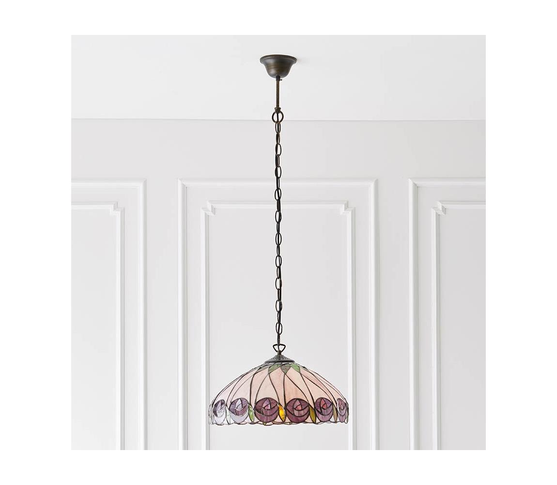 Endon 64176 - Lustr na řetězu Tiffany HUTCHINSON 1xE27/60W/230V pr. 40 cm 64176