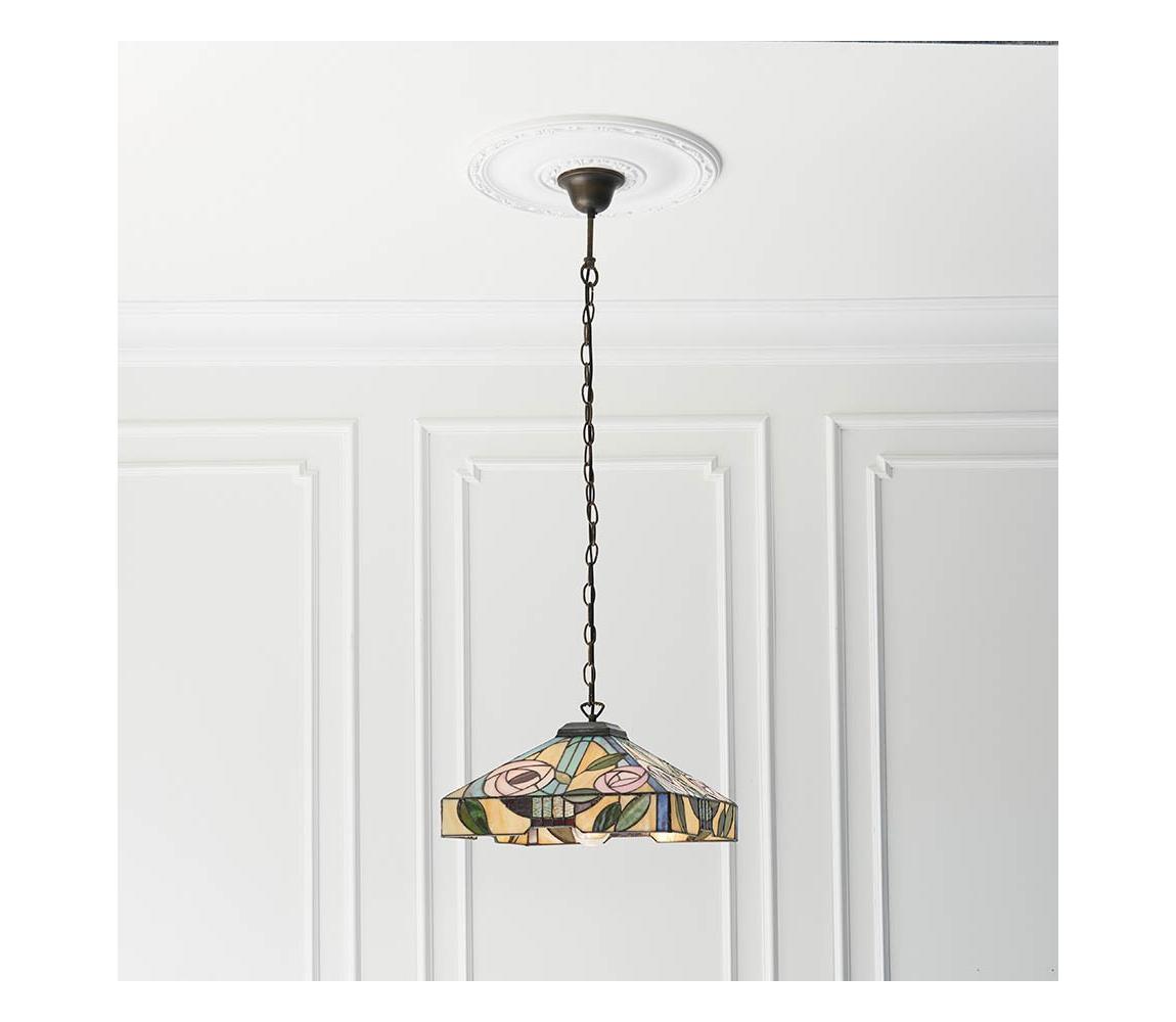 Endon 64385 - Lustr na řetězu Tiffany WILLOW 1xE27/60W/230V pr. 35 cm 64385