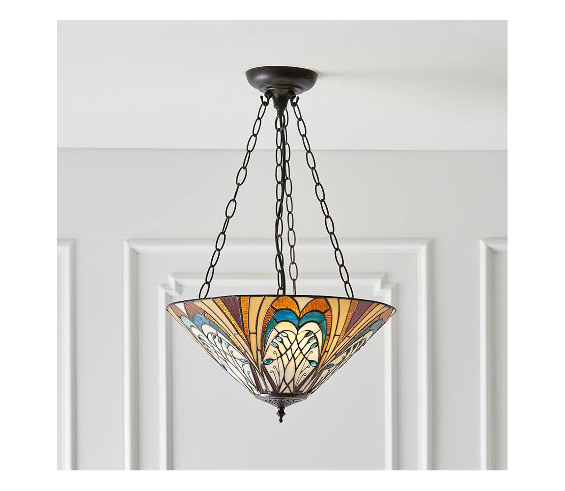 Endon 70750 - Lustr na řetězu Tiffany HECTOR 3xE27/60W/230V pr. 40 cm 70750