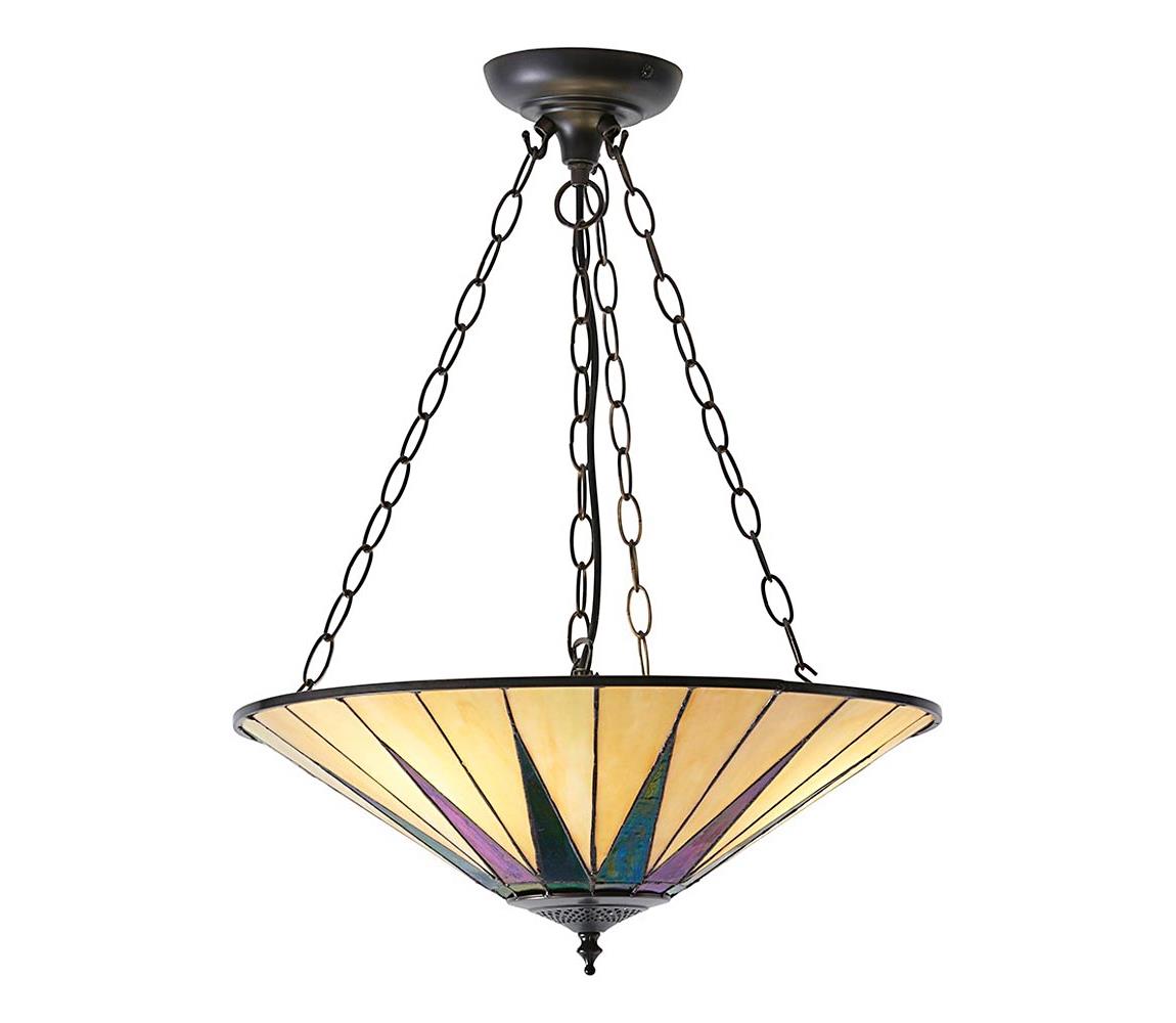 Endon 70754 - Lustr na řetězu Tiffany DARK STAR 3xE27/60W/230V pr. 49 cm 70754