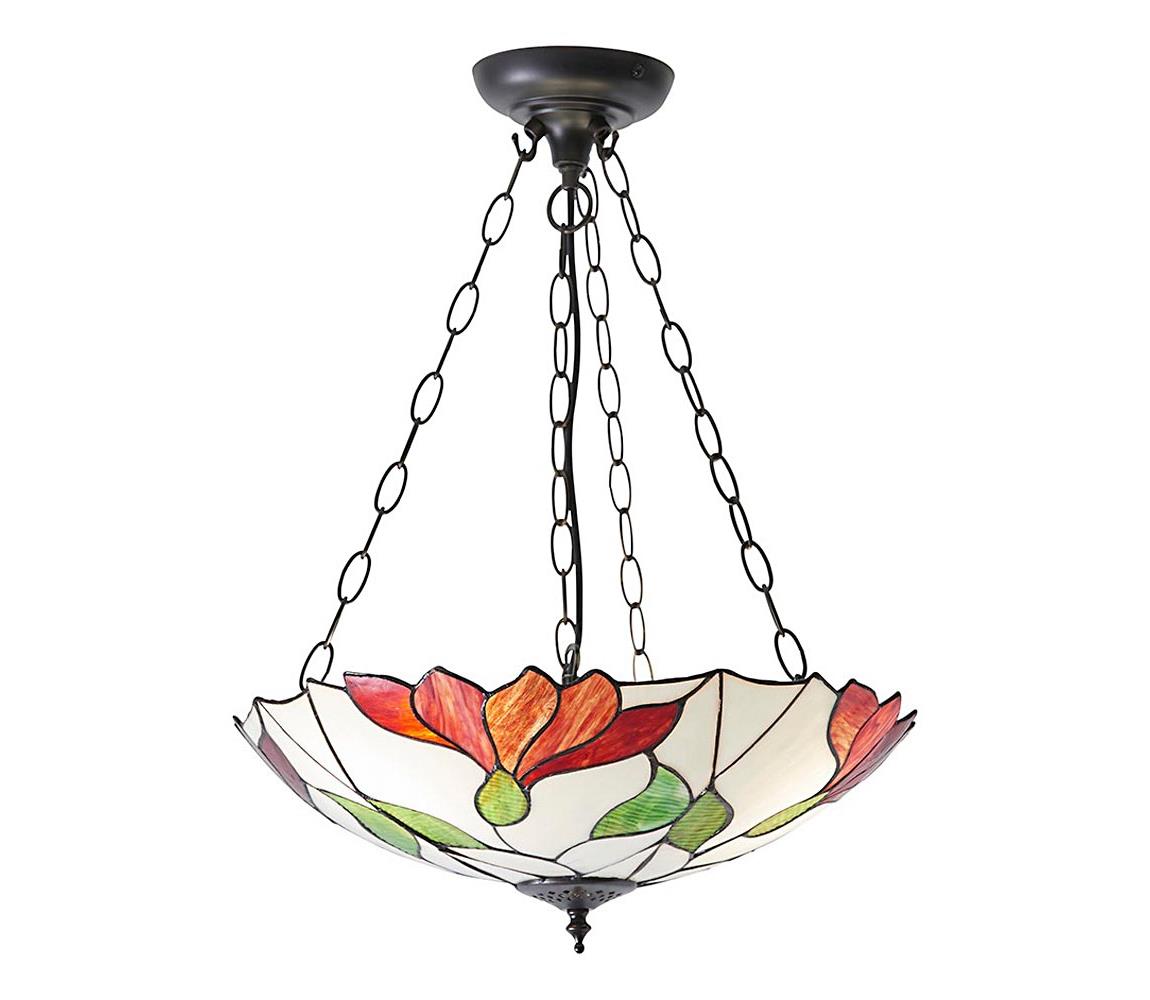Endon 70946 - Lustr na řetězu Tiffany BOTANICA 3xE27/60W/230V pr. 45 cm 70946