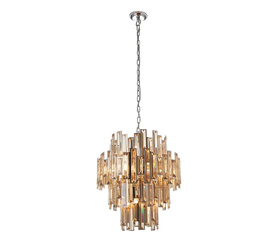 Endon 72744 - Křišťálový lustr na řetězu VIVIANA 12xE14/40W/230V kouřová 72744